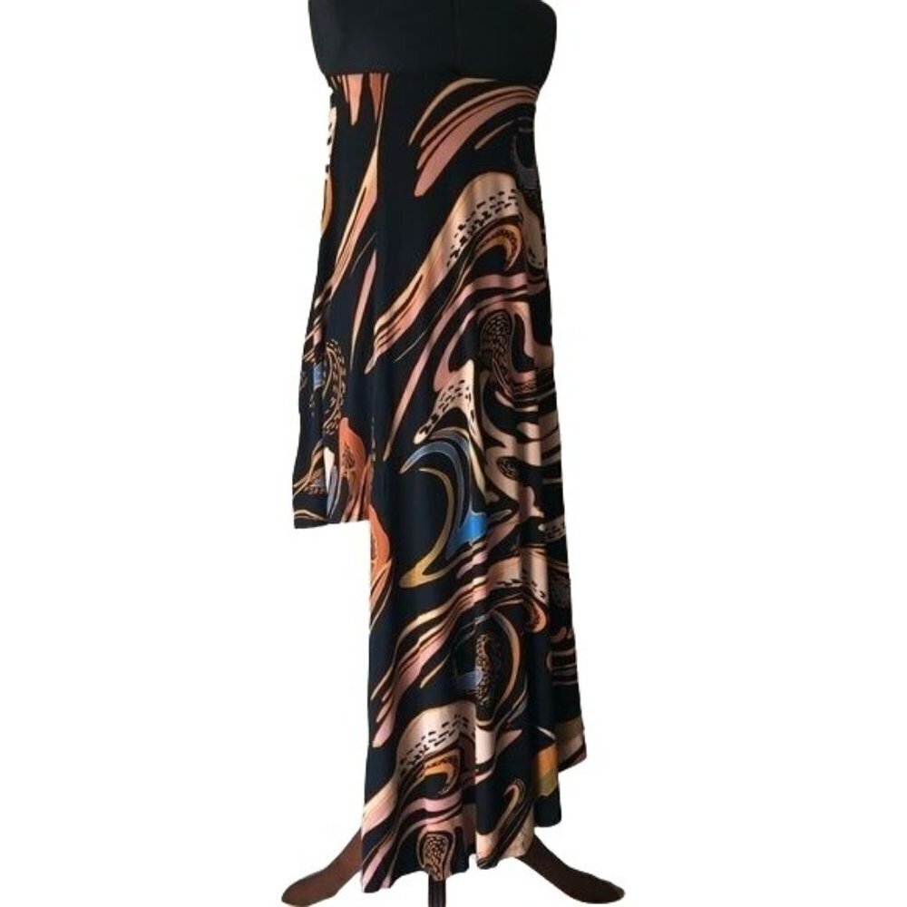 Free People Brown & Blk Strapless Tunic Top Sz XS